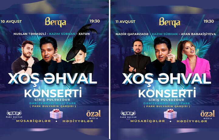 Park Bulvar qarşısında avqustun 10-u və 11-i  Kazım Sübhanın aparıcılığı ilə  möhtəşəm konsertdə ölkənin sevimli ulduzları Nurlan Təhməzli, Xatun, Nadir Qafarzadə və Ayan Babakişiyeva səhnə aldılar.
